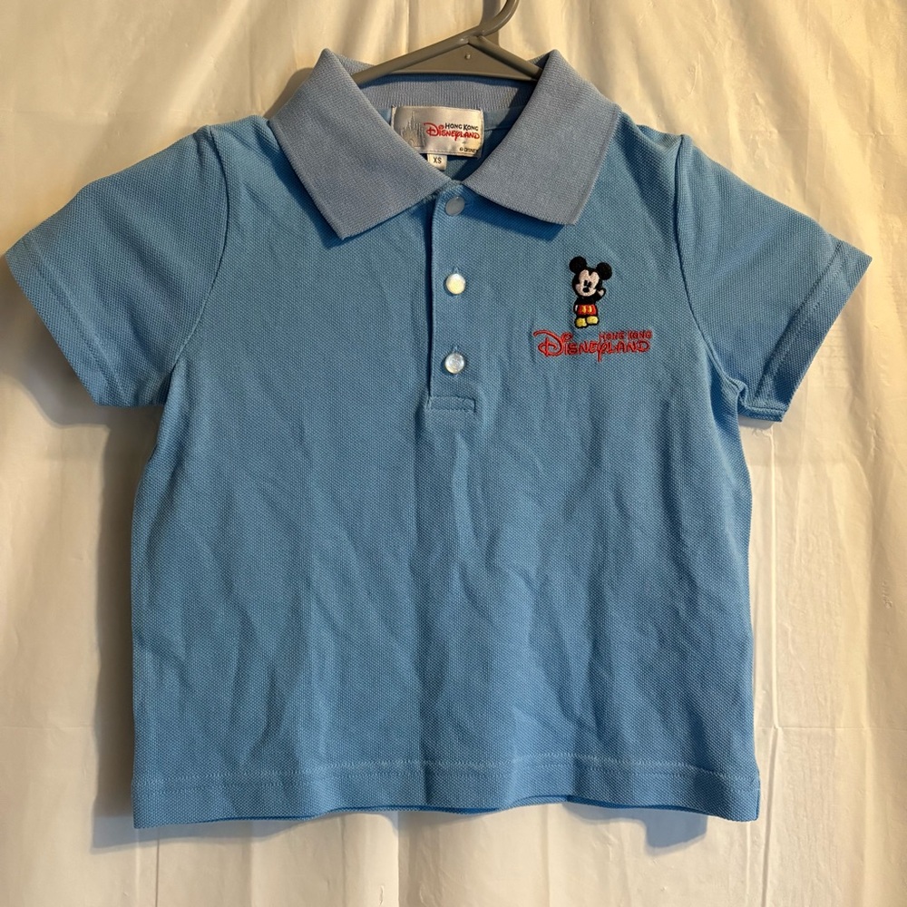 Disneyland Hong Kong Boys‎ Polo Shirt Sz XS Collared Blue Vacation Resort Travel
